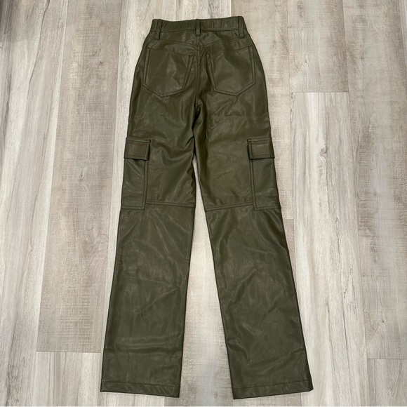 Abercrombie & Fitch Dark Green Faux Leather Wide Leg Cargo Pants - Picture 10 of 15